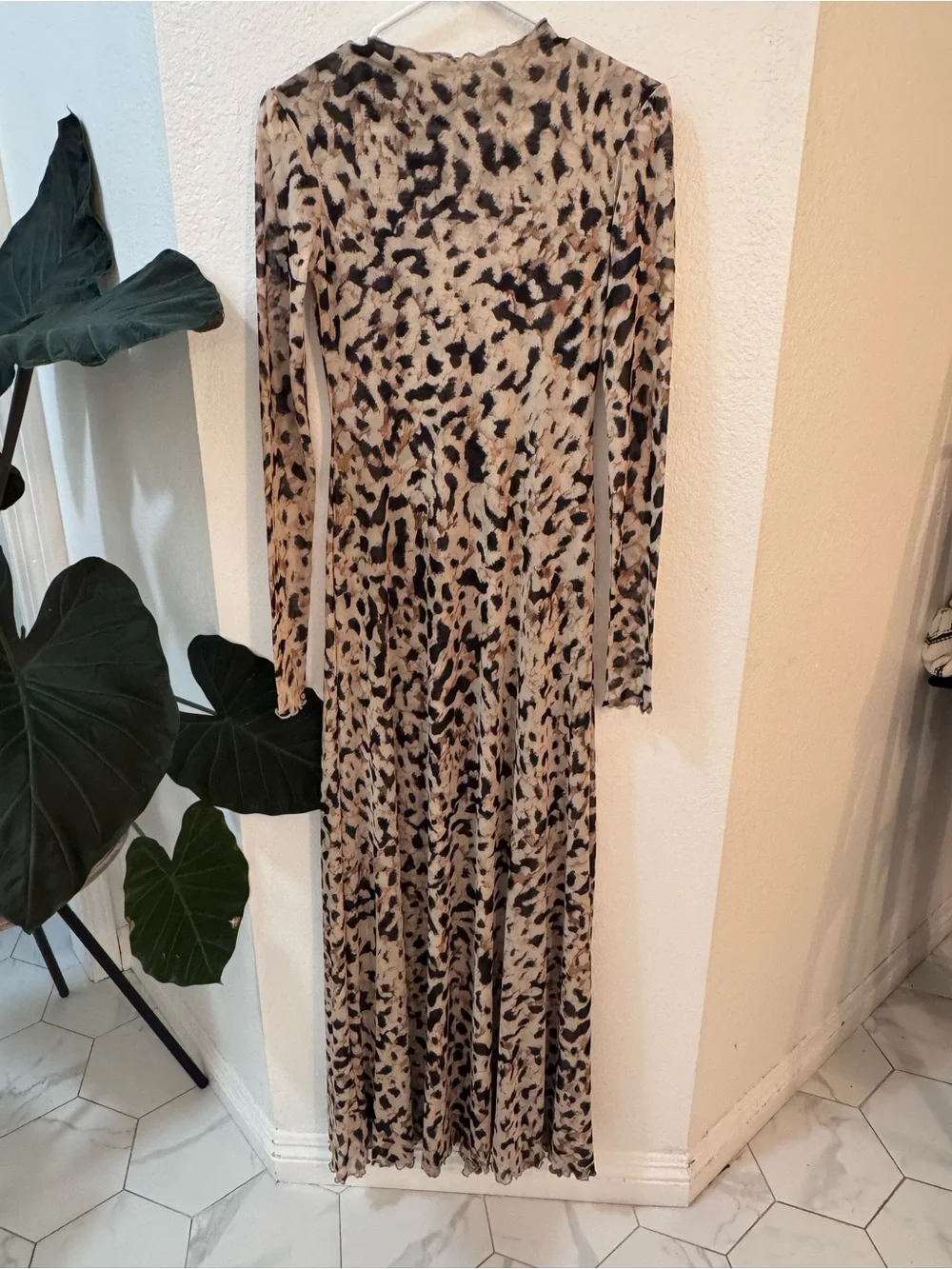 RESA The Lyon Maxi Dress In Balthazar Long Sleeve Mock Neck Leopard Print Small